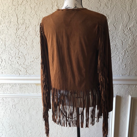 Vintage jacket boho bohemian coat, Hippie suede style fringes size S NEW - Picture 4 of 9